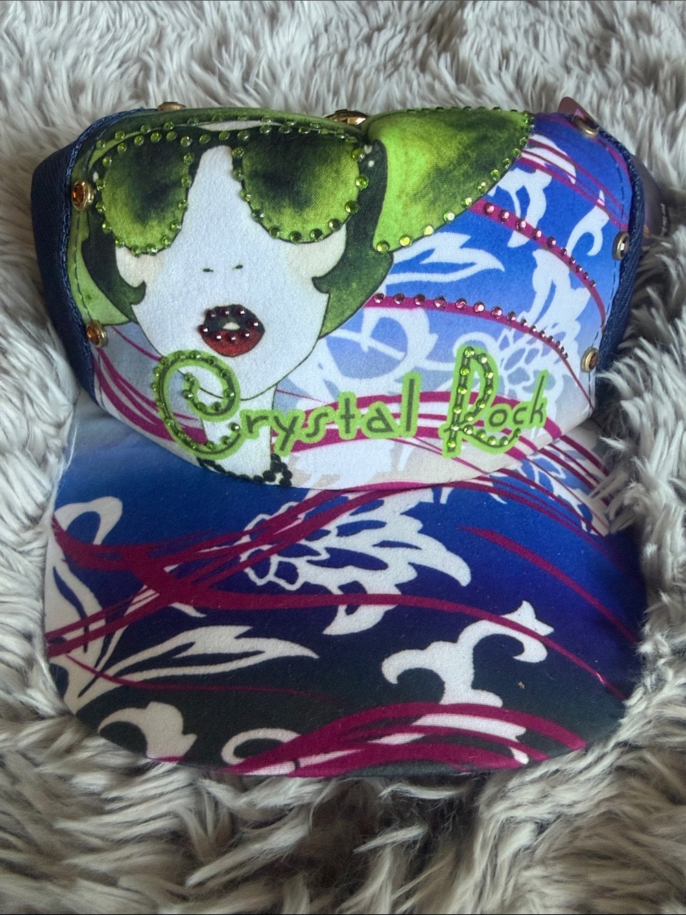Women's Graphic Trucker Hat in Green & Blue